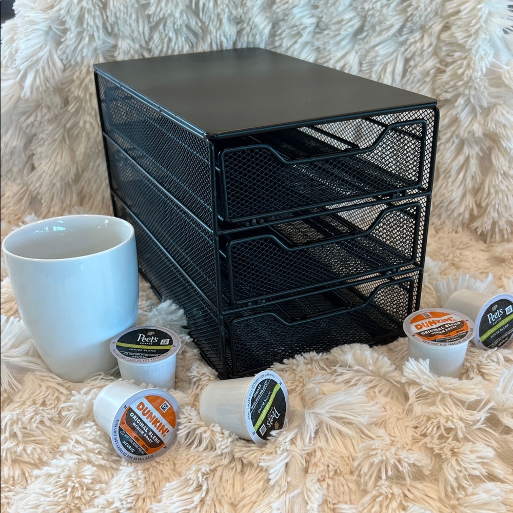Black Mesh Coffee Pod Organizer - 3 Drawer, 54 Pod Capacity